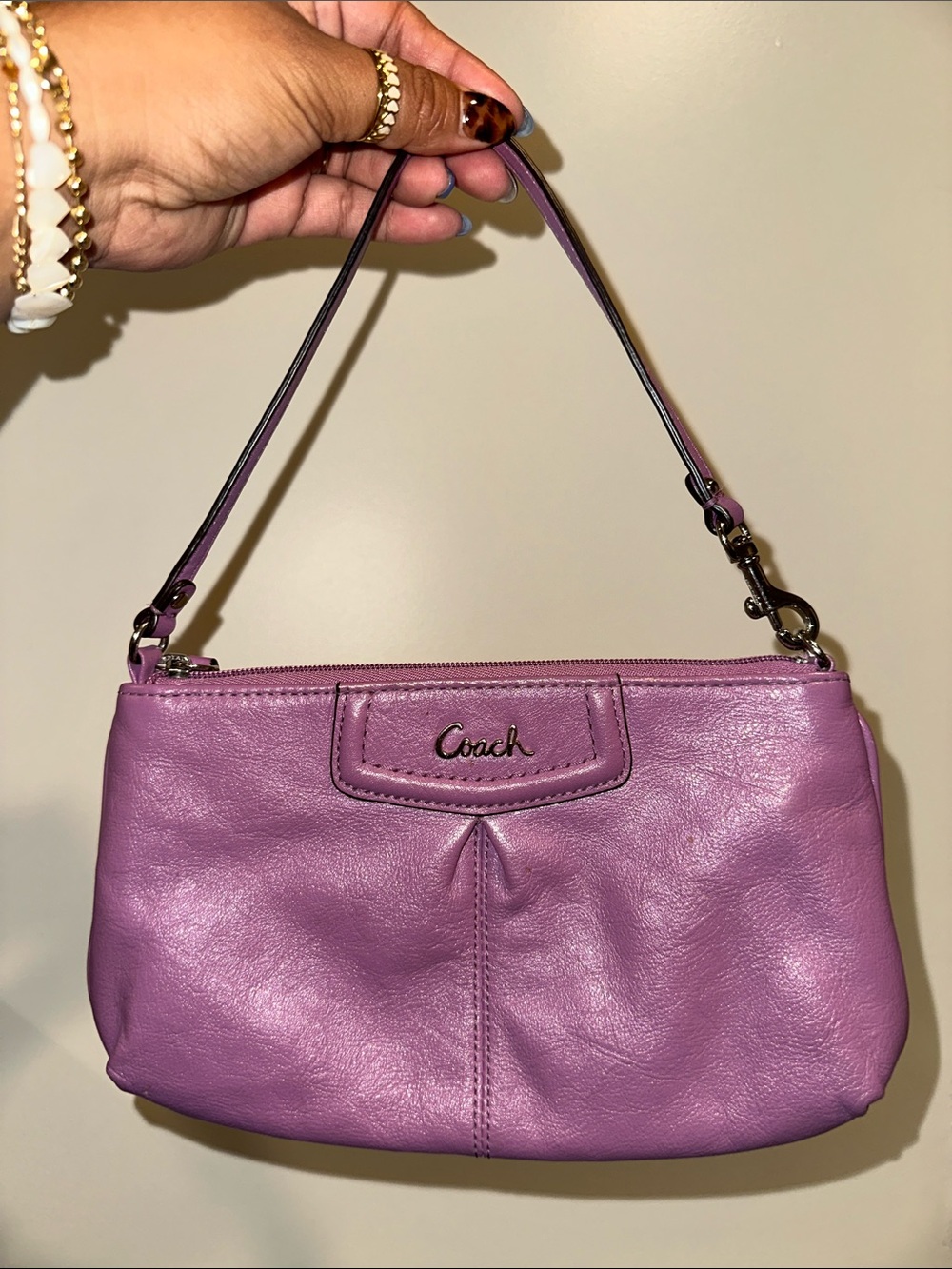 Coach Lilac Leather Wristlet Shoulder Bag